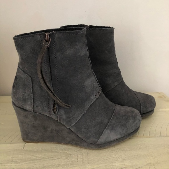 Toms Desert Wedge High Dark Grey Suede - Picture 4 of 9